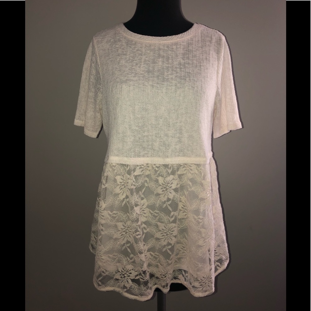 Gorgeous ivory lace babydoll top sz M NEW